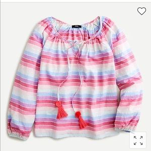 J.Crew Rainbow Stripe Peasant Top